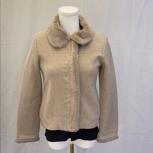Absolutjoy Women’s Jacket, size S, wool blend with faux fur collar